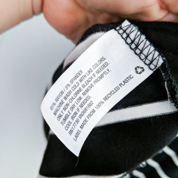 AVA AND VIV Black and White Striped A- Line Skirt - Picture 3 of 4